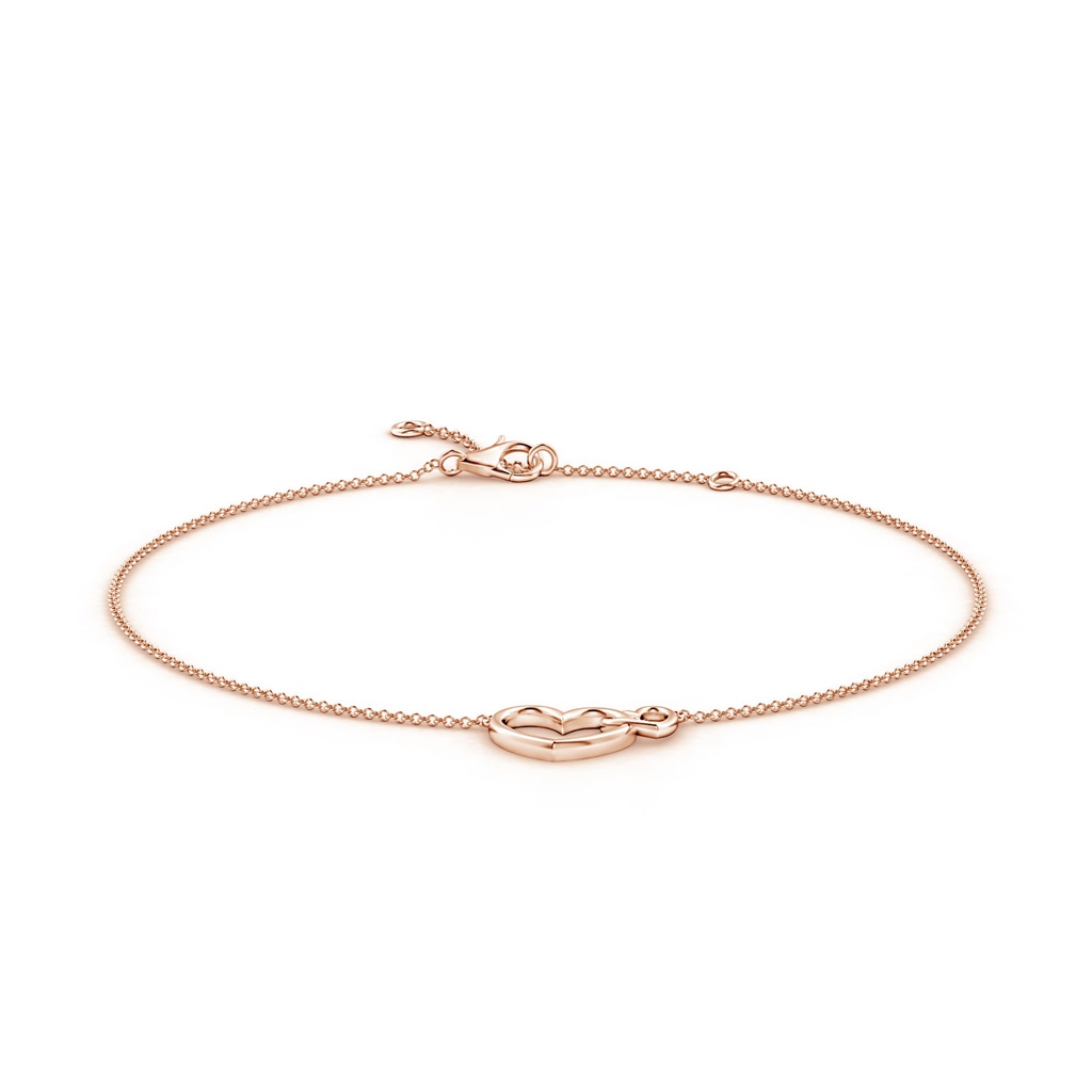 100 Lobster Claw Interlocked Dual Open Heart Adjustable Anklet in Rose Gold