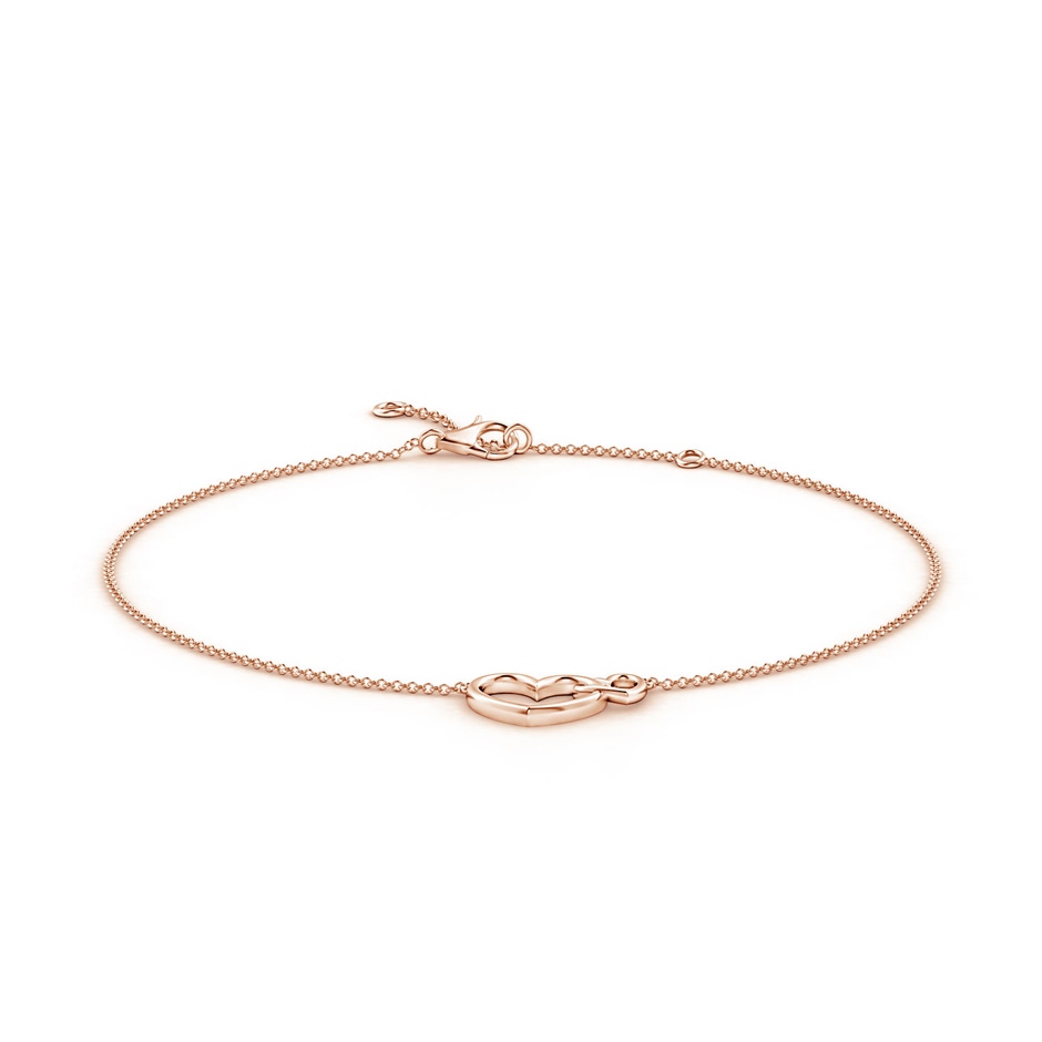 100 Lobster Claw Interlocked Dual Open Heart Adjustable Anklet in Rose Gold 