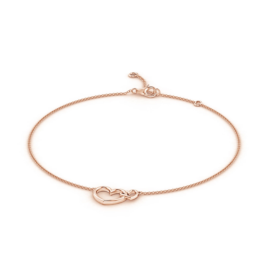 100 Lobster Claw Interlocked Dual Open Heart Adjustable Anklet in Rose Gold side-1