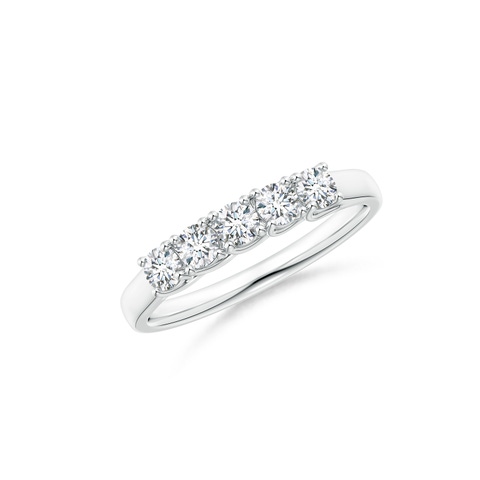 2.8mm FGVS Lab-Grown Half Eternity Five Stone Diamond Wedding Band in White Gold