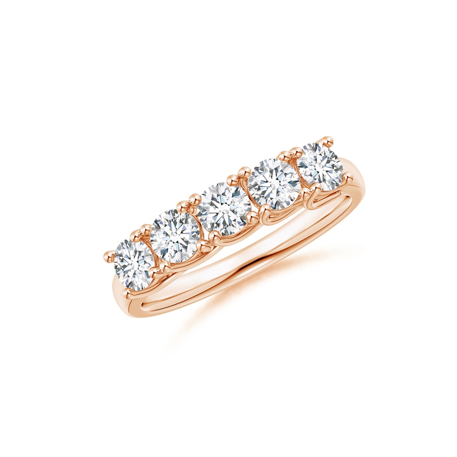 3.8mm FGVS Lab-Grown Half Eternity Five Stone Diamond Wedding Band in Rose Gold 