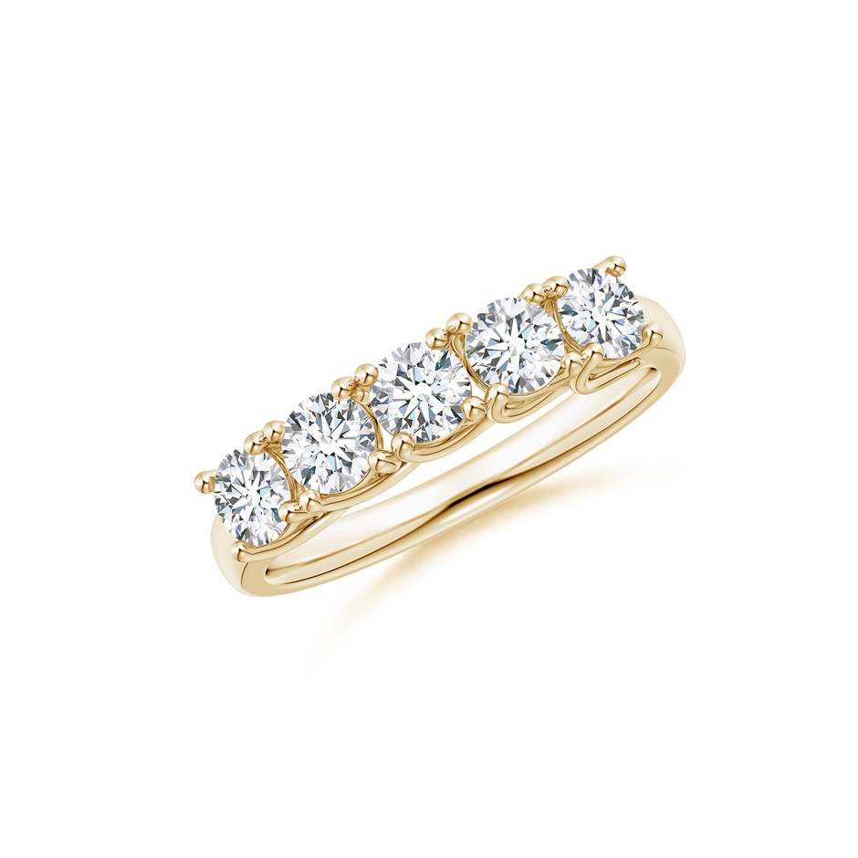 3.8mm FGVS Lab-Grown Half Eternity Five Stone Diamond Wedding Band in Yellow Gold 