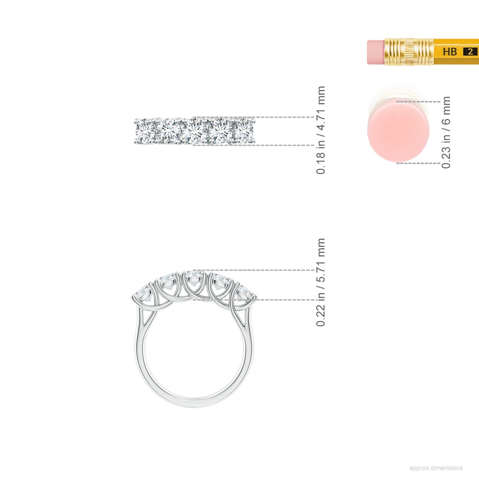 4.2mm FGVS Lab-Grown Half Eternity Five Stone Diamond Wedding Band in White Gold ruler