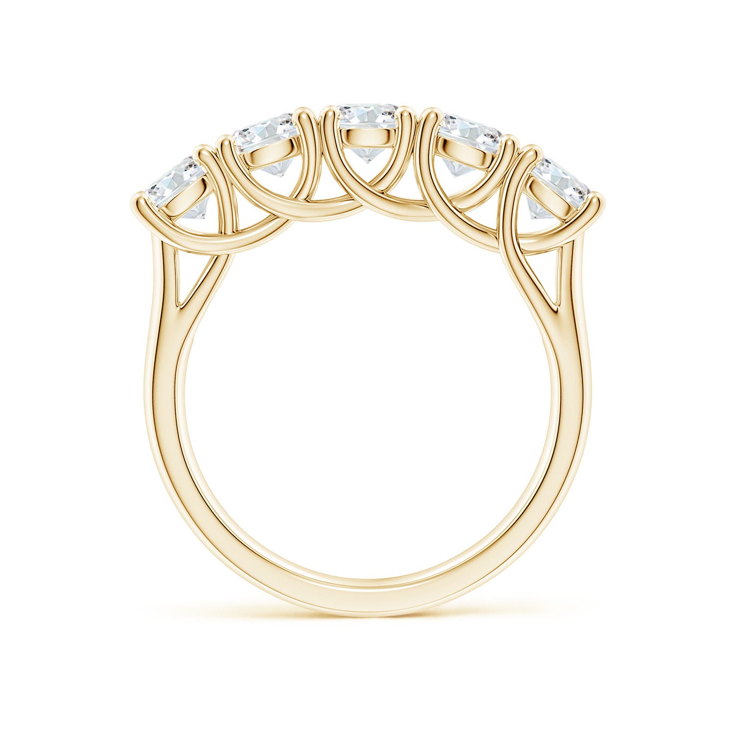 4.2mm FGVS Lab-Grown Half Eternity Five Stone Diamond Wedding Band in Yellow Gold - side 3