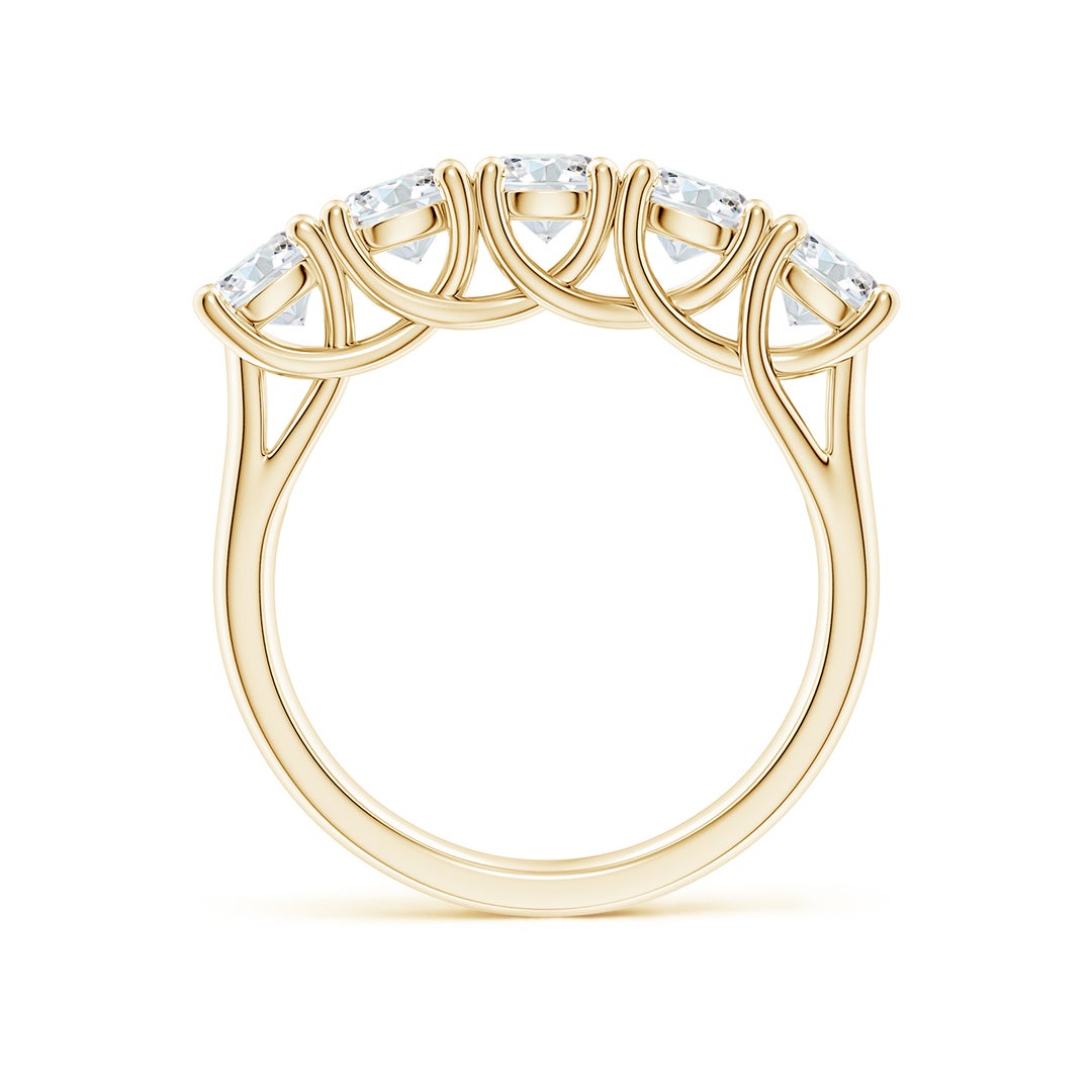 4.2mm FGVS Lab-Grown Half Eternity Five Stone Diamond Wedding Band in Yellow Gold - side 3