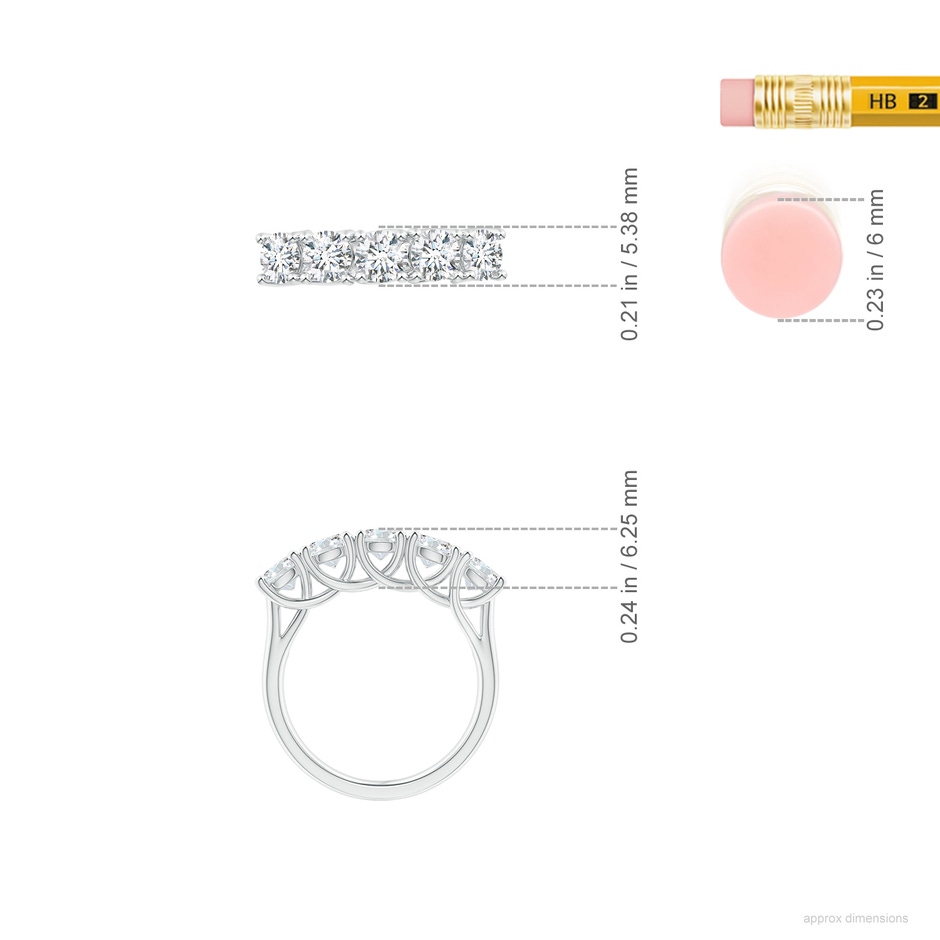4.5mm FGVS Lab-Grown Half Eternity Five Stone Diamond Wedding Band in White Gold ruler