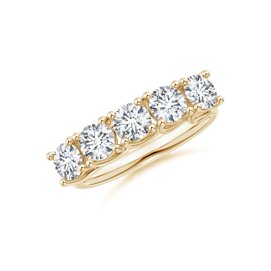 4.5mm FGVS Lab-Grown Half Eternity Five Stone Diamond Wedding Band in Yellow Gold 