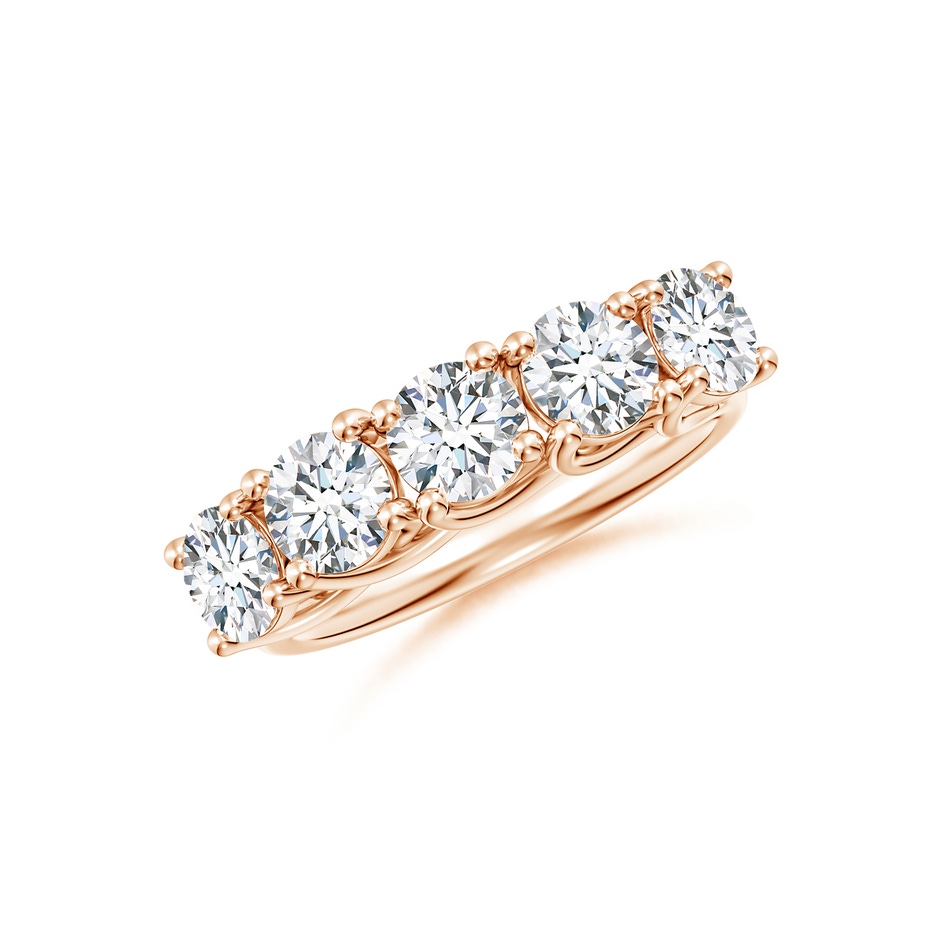 4.8mm FGVS Lab-Grown Half Eternity Five Stone Diamond Wedding Band in Rose Gold 