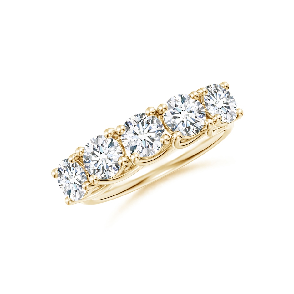 4.8mm FGVS Lab-Grown Half Eternity Five Stone Diamond Wedding Band in Yellow Gold 