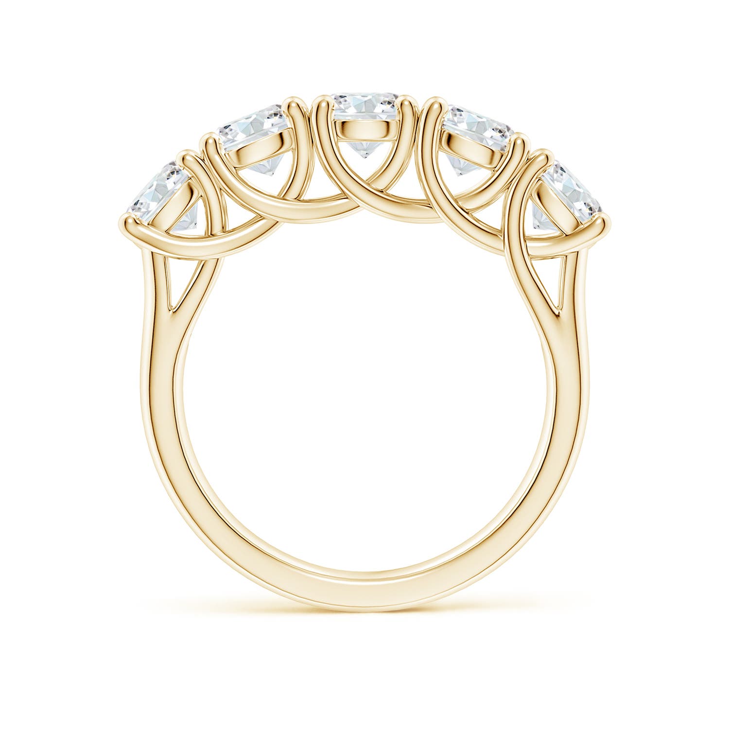 4.8mm FGVS Lab-Grown Half Eternity Five Stone Diamond Wedding Band in Yellow Gold