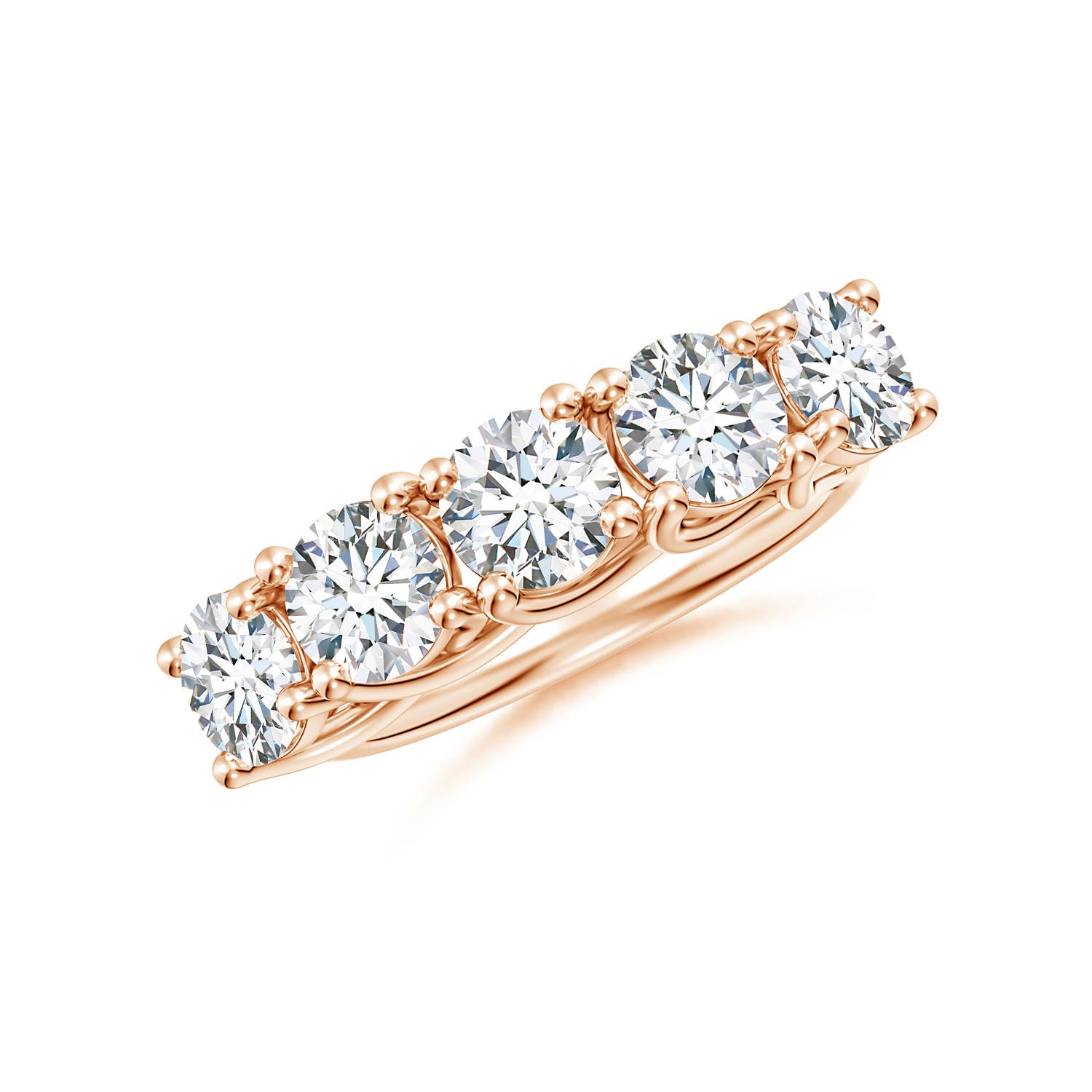 5.1mm FGVS Lab-Grown Half Eternity Five Stone Diamond Wedding Band in Rose Gold