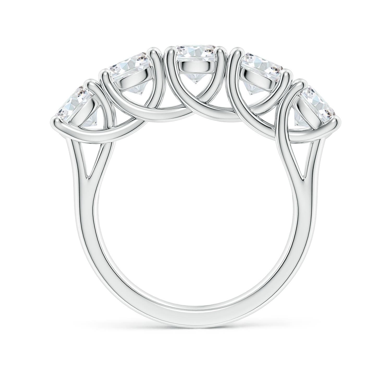 5.1mm FGVS Lab-Grown Half Eternity Five Stone Diamond Wedding Band in White Gold