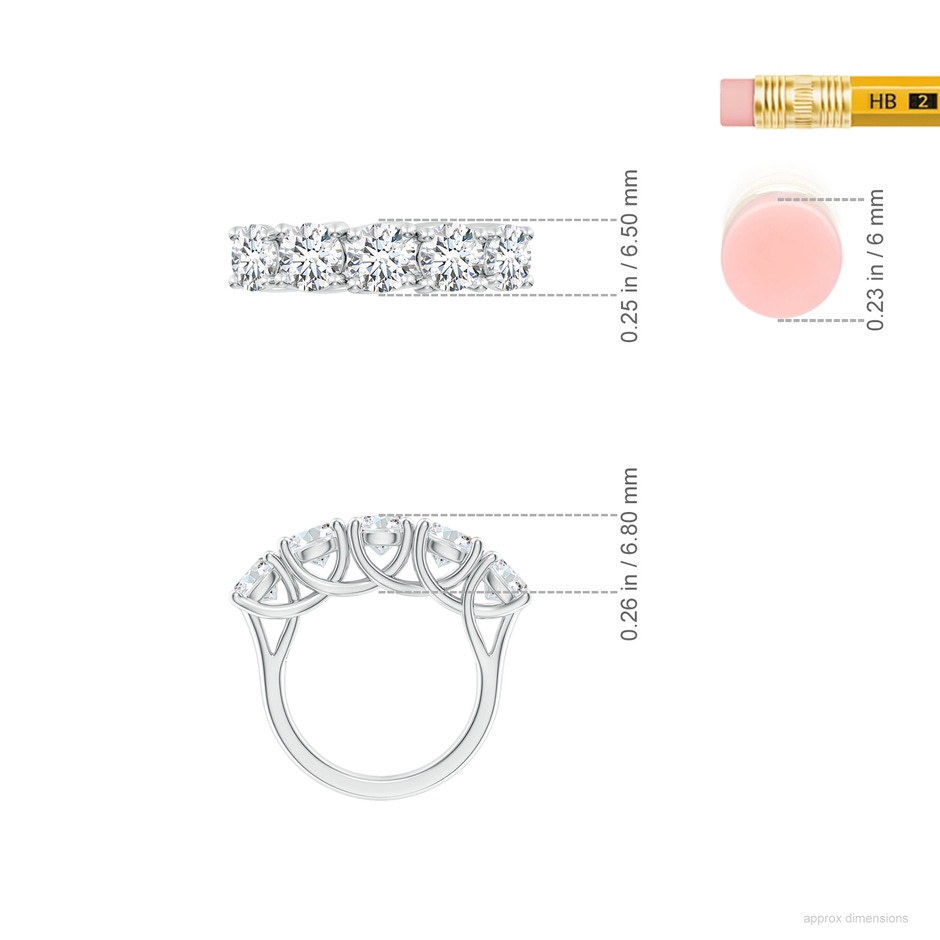 5.9mm FGVS Lab-Grown Half Eternity Five Stone Diamond Wedding Band in White Gold ruler