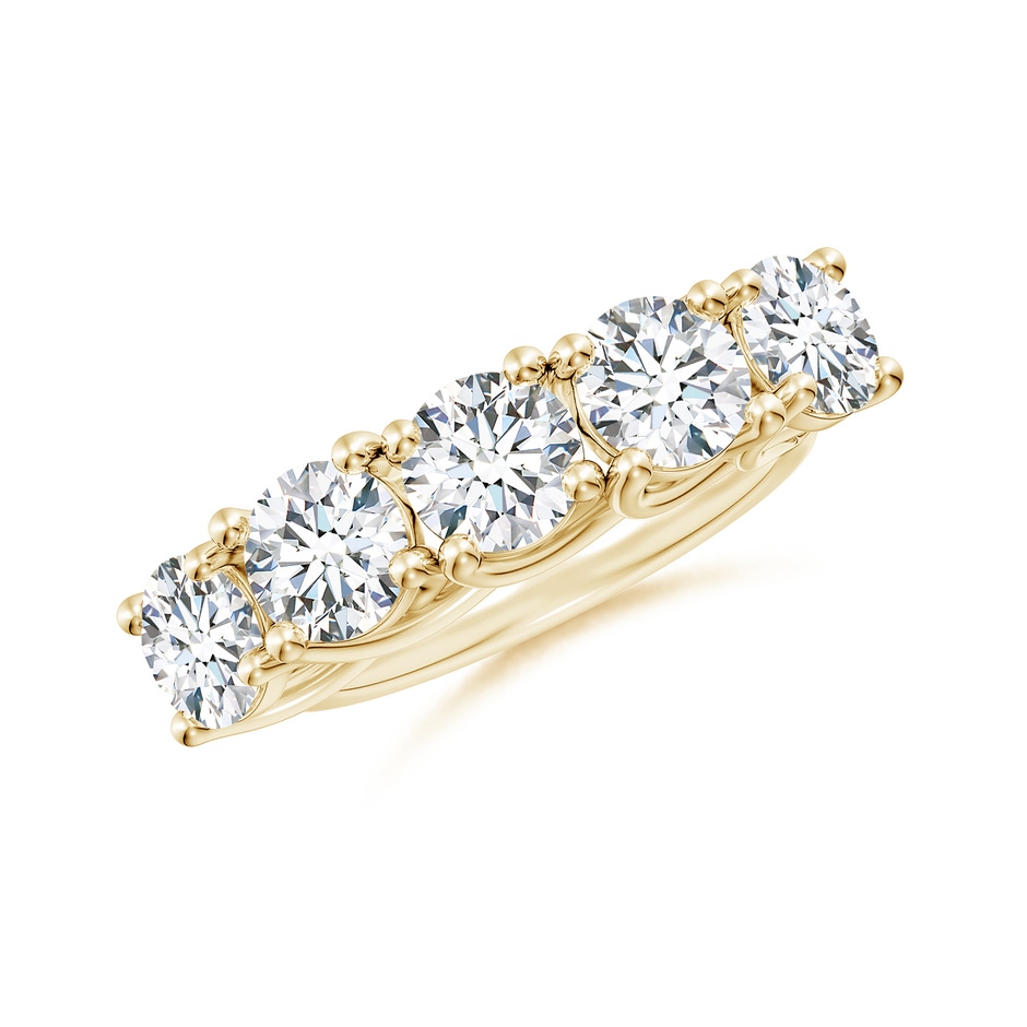 5.9mm FGVS Lab-Grown Half Eternity Five Stone Diamond Wedding Band in Yellow Gold 