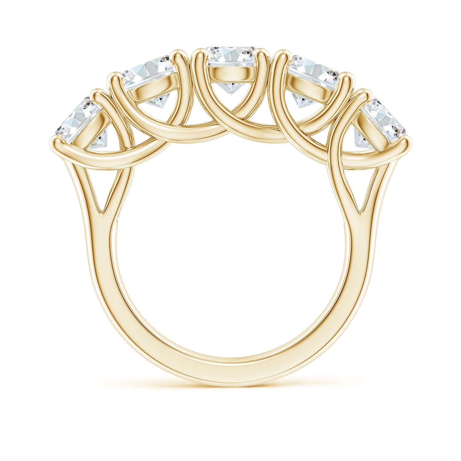 5.9mm FGVS Lab-Grown Half Eternity Five Stone Diamond Wedding Band in Yellow Gold