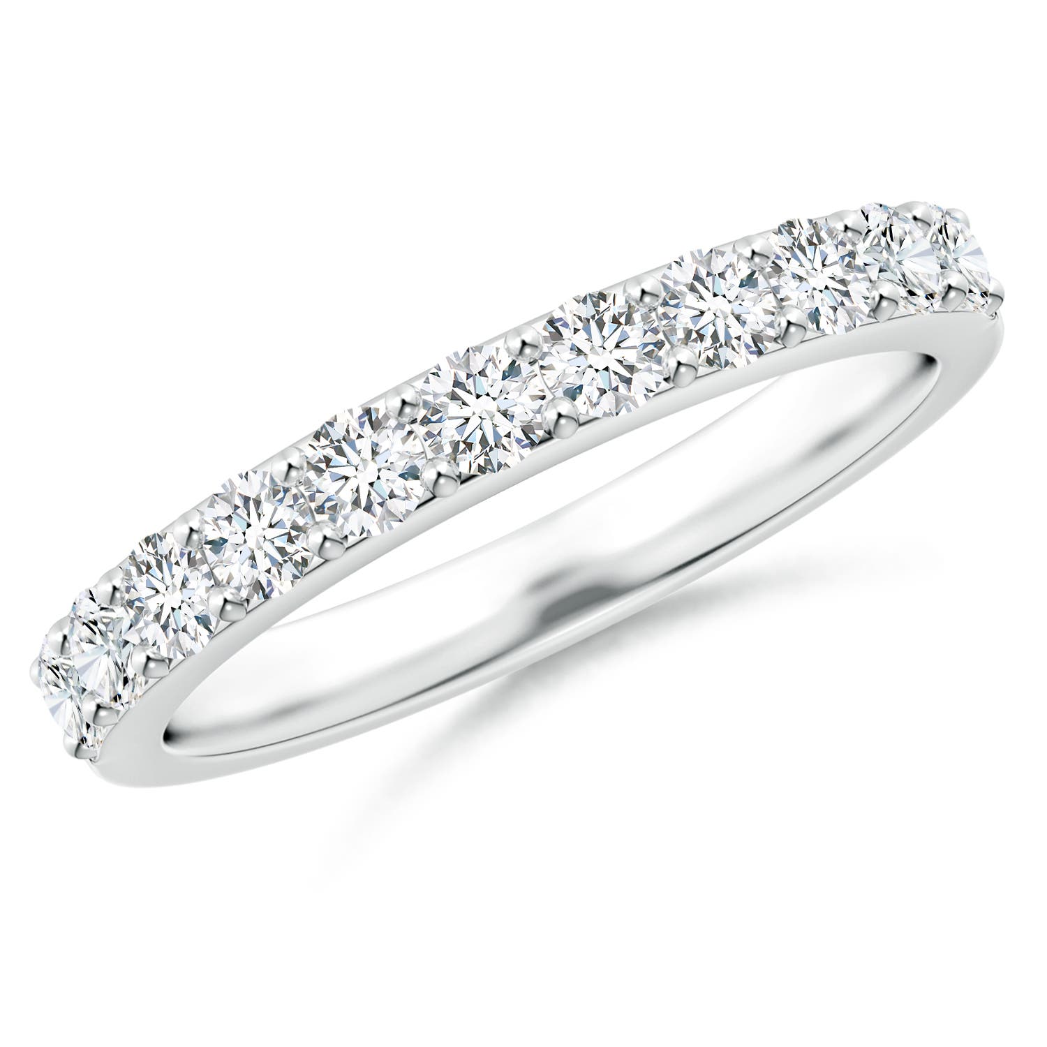 Angara 0.76 Carat Lab-Grown Prong Set Half Eternity Round Diamond Wedding Ring in 14K White Gold