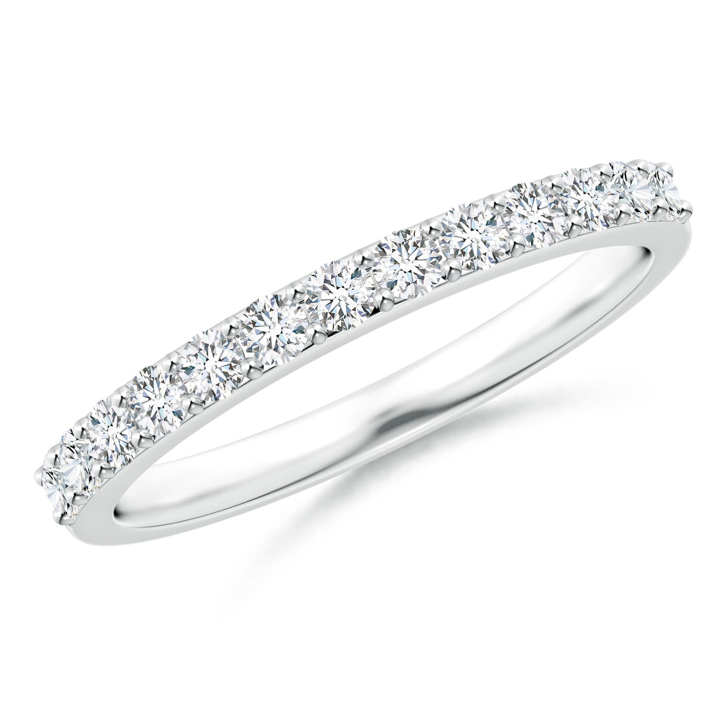 Angara 0.46 Carat Lab-Grown Prong Set Half Eternity Round Diamond Wedding Ring in 18K White Gold