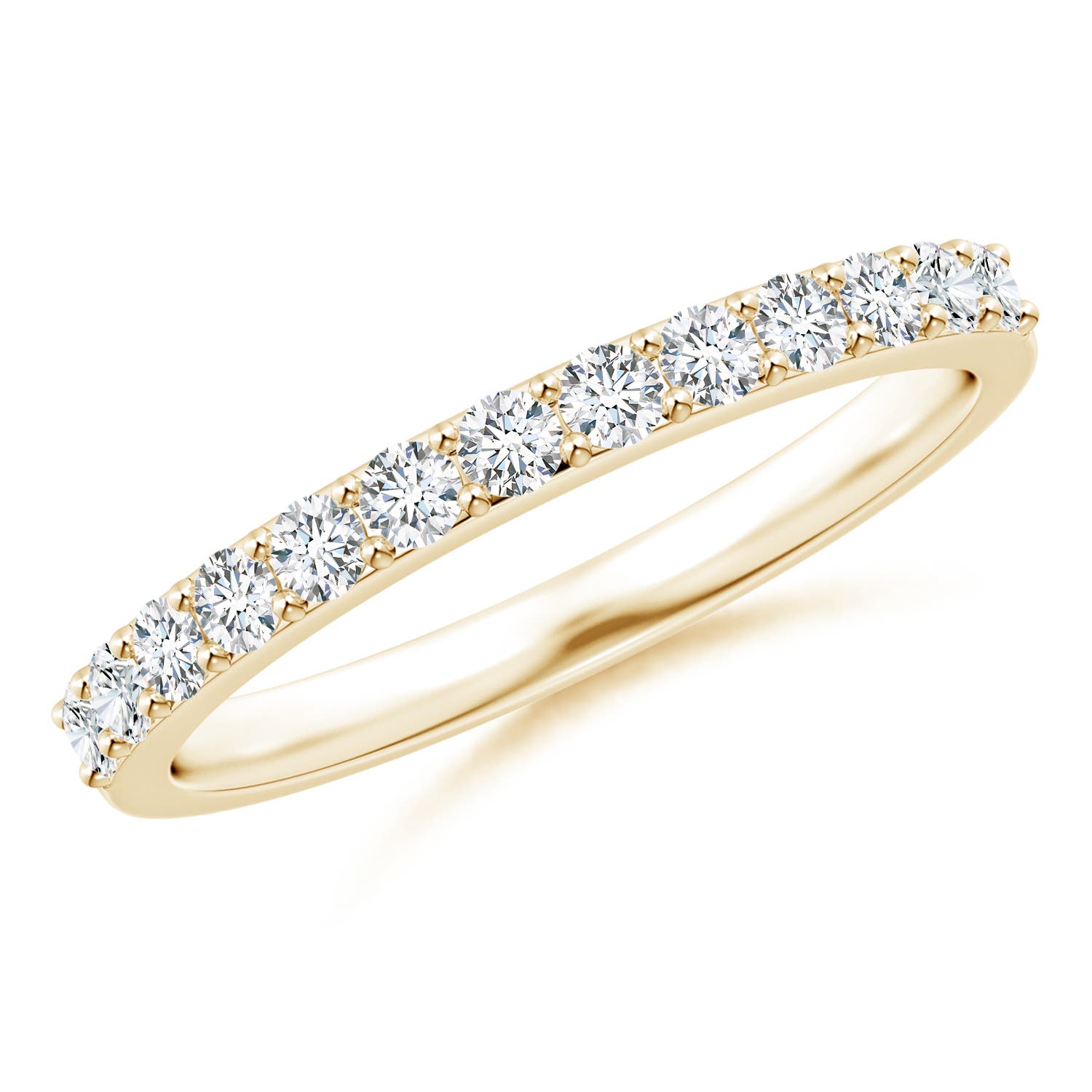 Angara 0.46 Carat Lab-Grown Prong Set Half Eternity Round Diamond Wedding Ring in 18K Yellow Gold