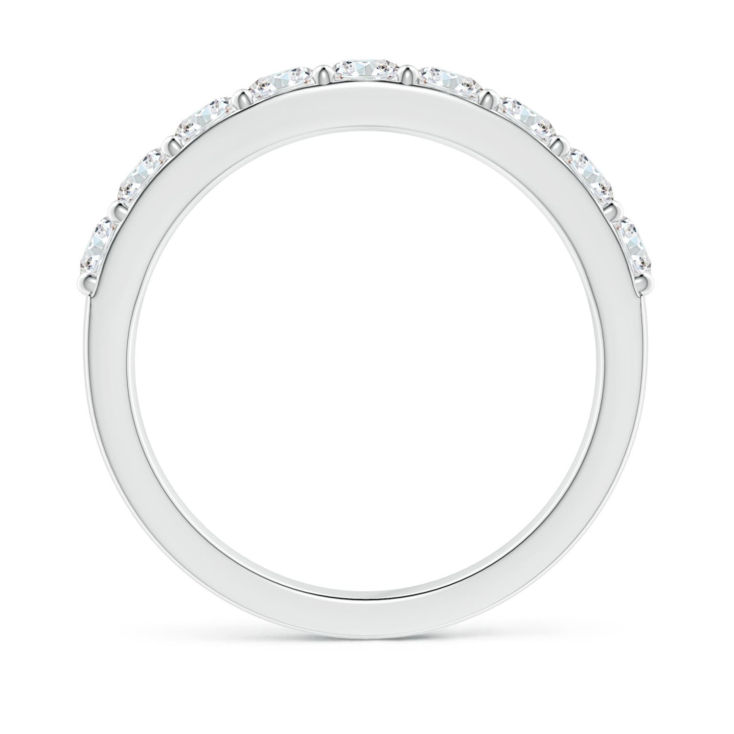 3mm FGVS Lab-Grown Prong Set Half Eternity Round Diamond Wedding Ring in 18K White Gold