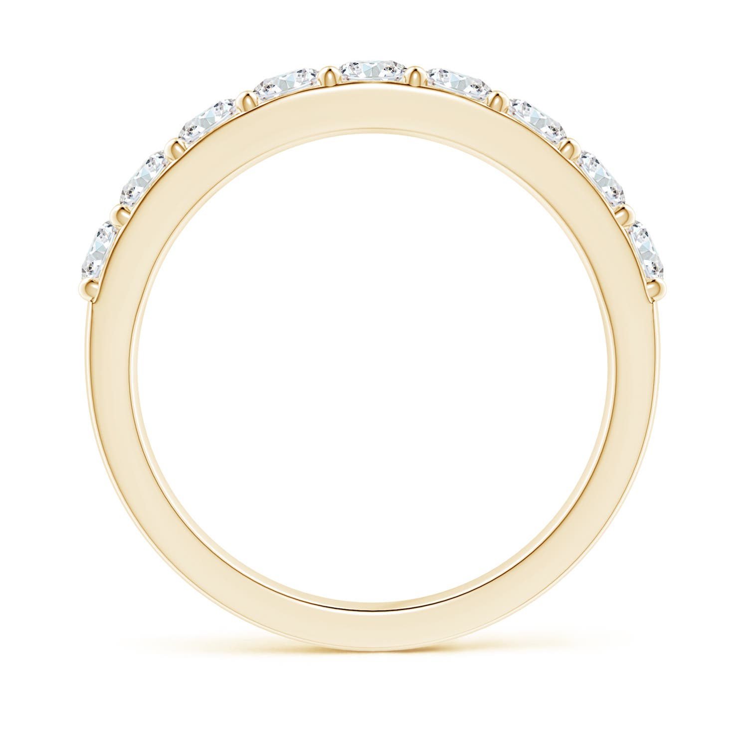 3mm FGVS Lab-Grown Prong Set Half Eternity Round Diamond Wedding Ring in 18K Yellow Gold