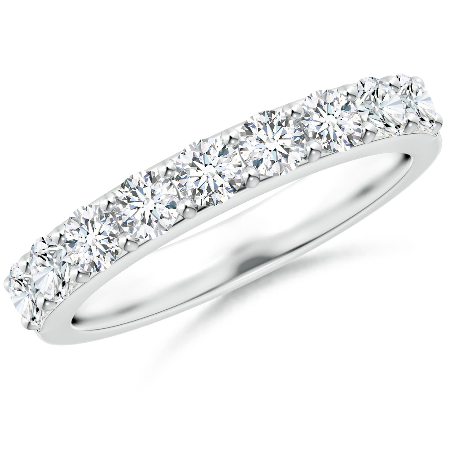 Angara 0.95 Carat Lab-Grown Prong Set Half Eternity Round Diamond Wedding Ring in Platinum