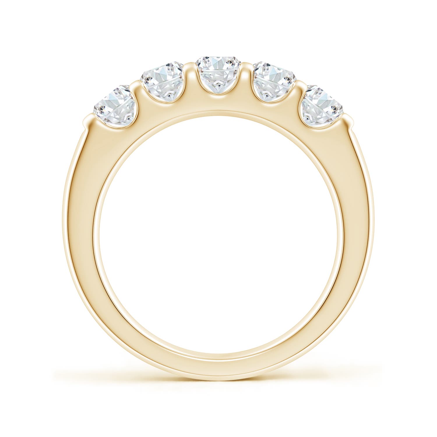 4.2mm FGVS Lab-Grown Shared Prong Set Half Eternity Diamond Wedding Band in Yellow Gold