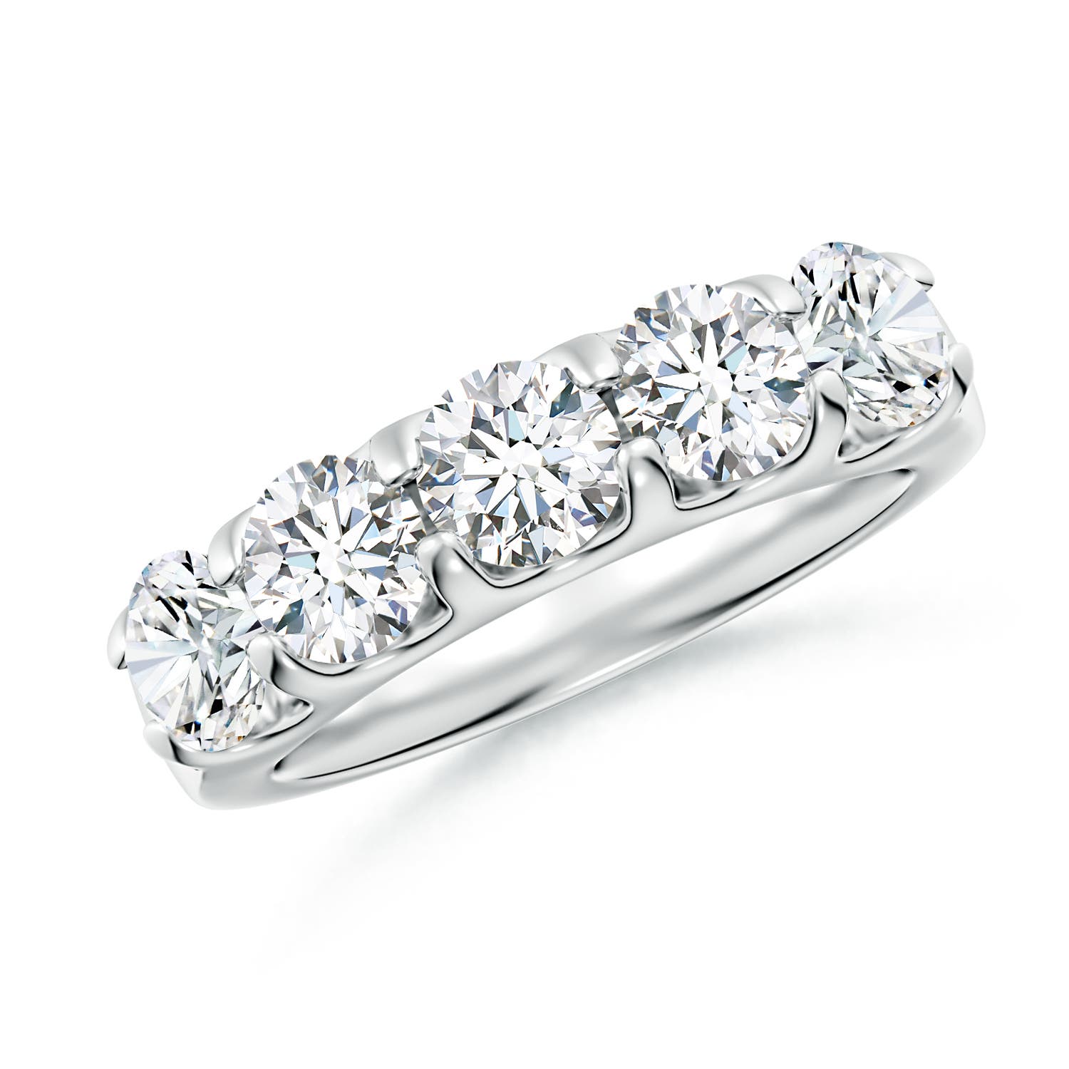 Angara 2.5 Carats Lab-Grown Shared Prong Set Half Eternity Diamond Wedding Ring in Platinum