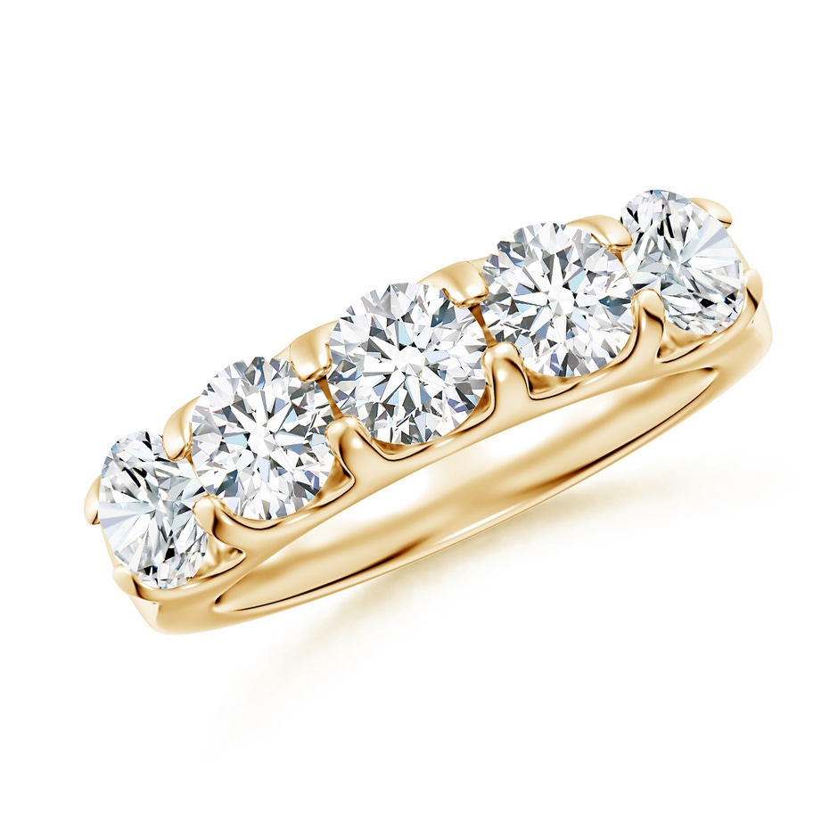5.1mm FGVS Lab-Grown Shared Prong Set Half Eternity Diamond Wedding Band in Yellow Gold 