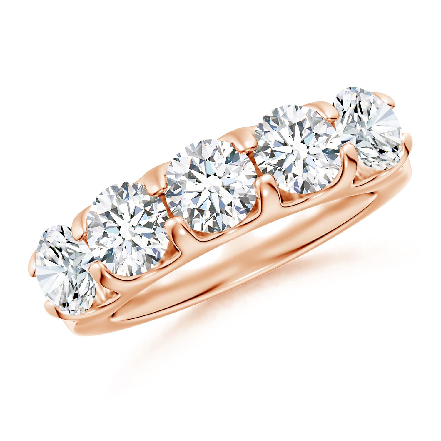 Angara 3.0 Carats Lab-Grown Shared Prong Set Half Eternity Diamond Wedding Ring in 14K Rose Gold