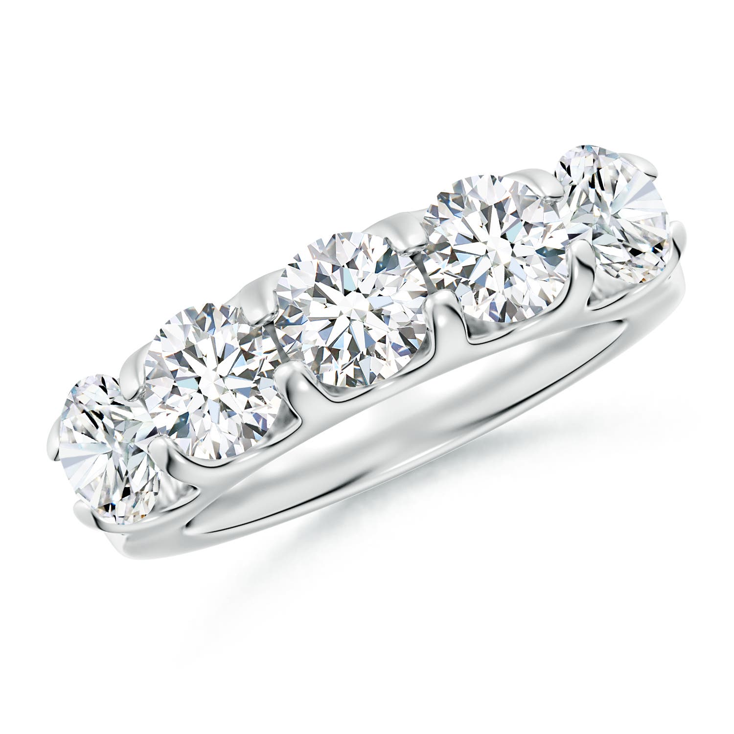 Angara 3.0 Carats Lab-Grown Shared Prong Set Half Eternity Diamond Wedding Ring in 14K White Gold