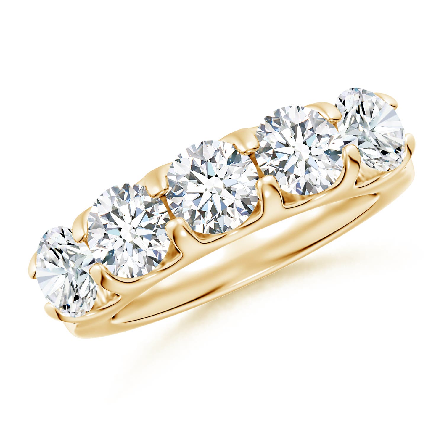 Angara 3.0 Carats Lab-Grown Shared Prong Set Half Eternity Diamond Wedding Ring in 14K Yellow Gold