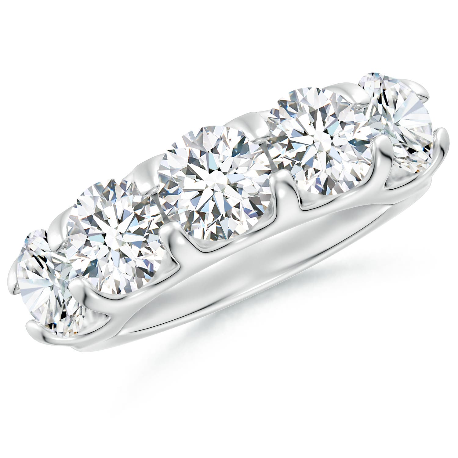 Angara 5.0 Carats Lab-Grown Shared Prong Set Half Eternity Diamond Wedding Ring in Platinum