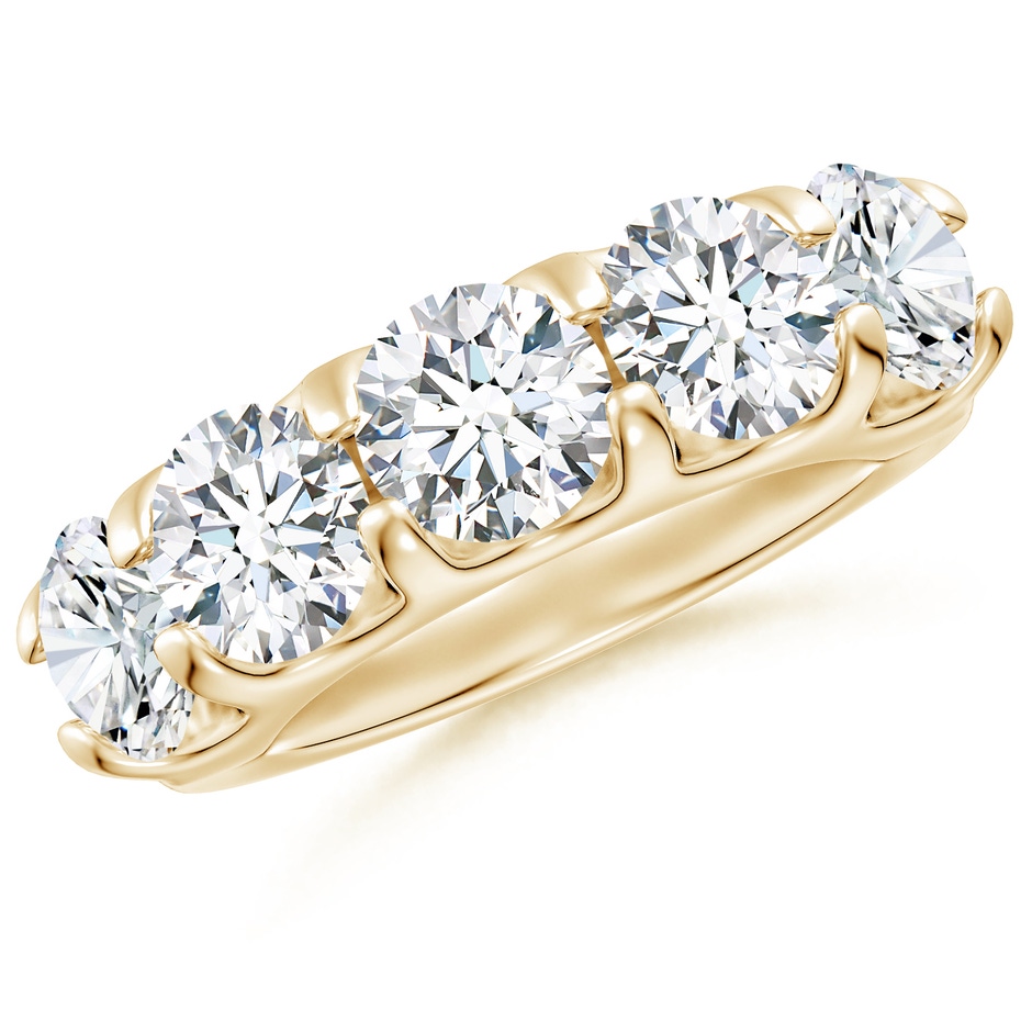 6.4mm FGVS Lab-Grown Shared Prong Set Half Eternity Diamond Wedding Band in Yellow Gold 