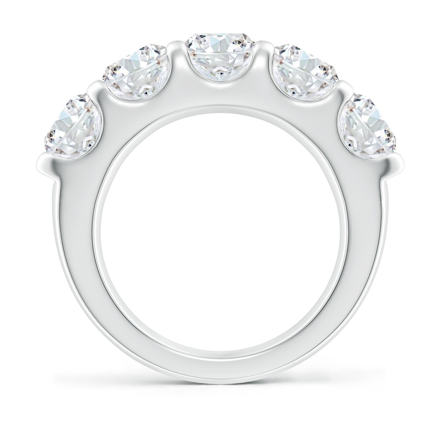 6mm FGVS Lab-Grown Shared Prong Set Half Eternity Diamond Wedding Band in White Gold