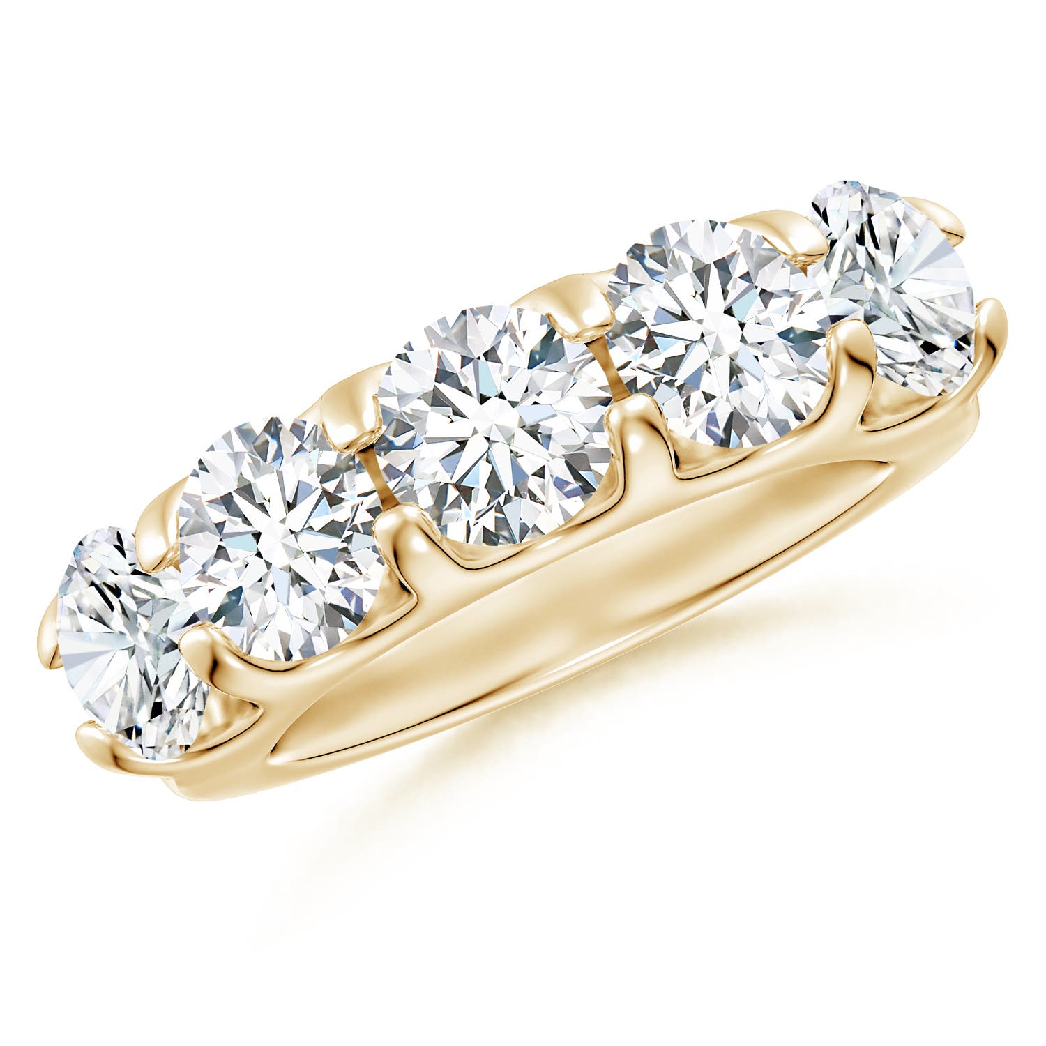 6mm FGVS Lab-Grown Shared Prong Set Half Eternity Diamond Wedding Band in Yellow Gold