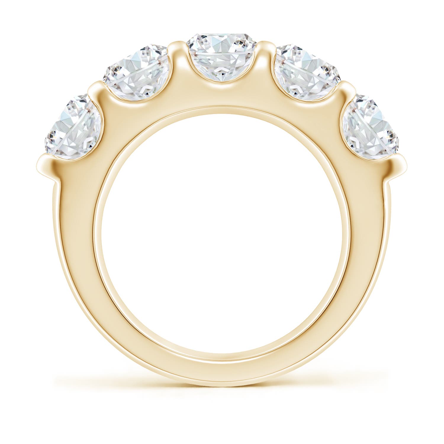6mm FGVS Lab-Grown Shared Prong Set Half Eternity Diamond Wedding Band in Yellow Gold
