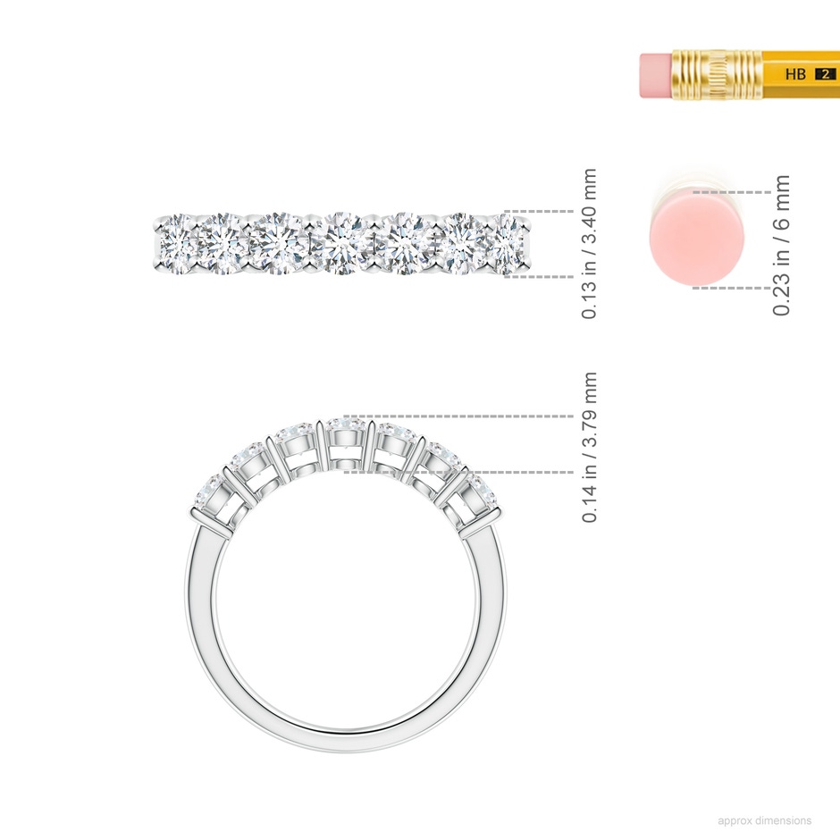 3.4mm FGVS Lab-Grown Half Eternity Seven Stone Diamond Wedding Band in P950 Platinum ruler