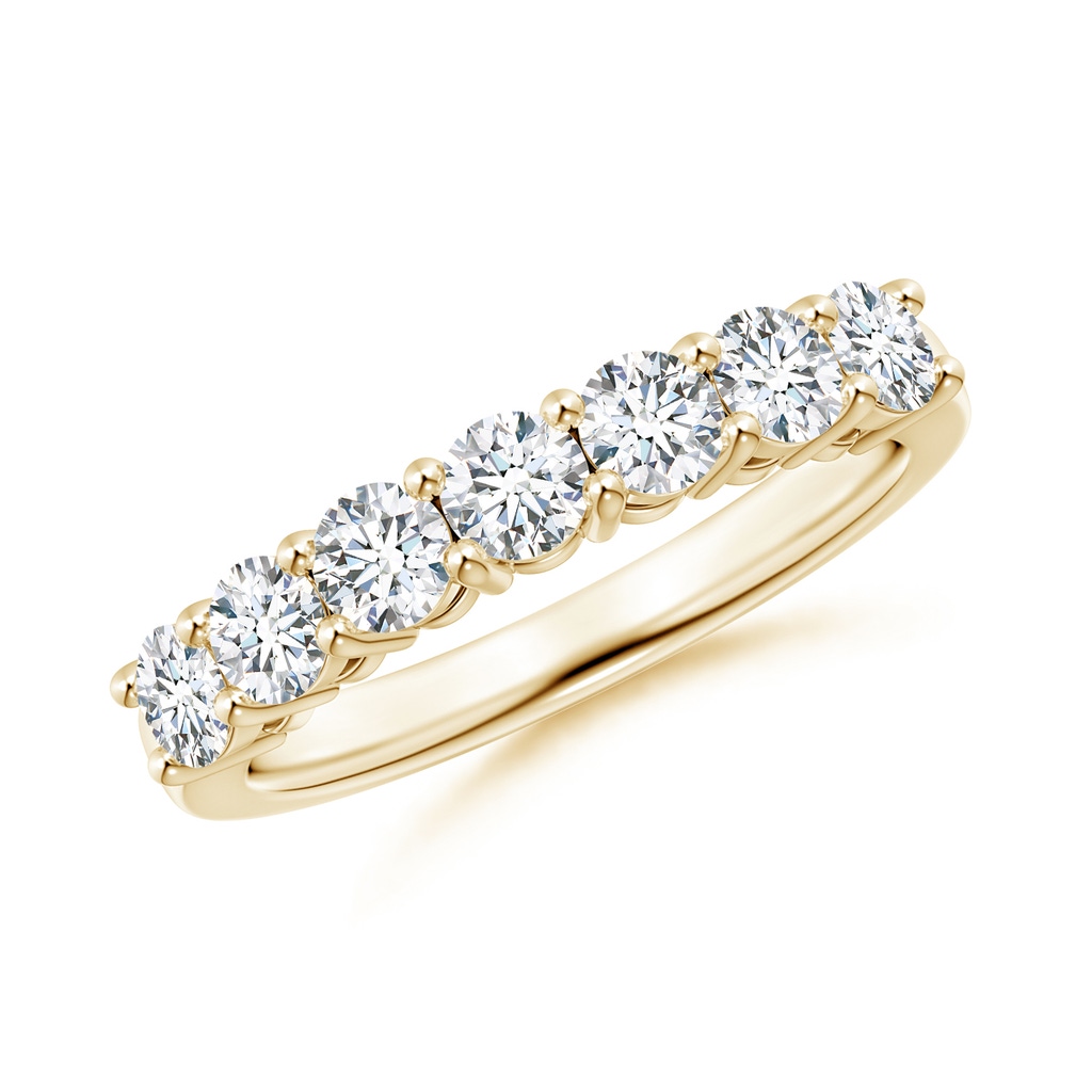 3.4mm FGVS Lab-Grown Half Eternity Seven Stone Diamond Wedding Band in Yellow Gold 