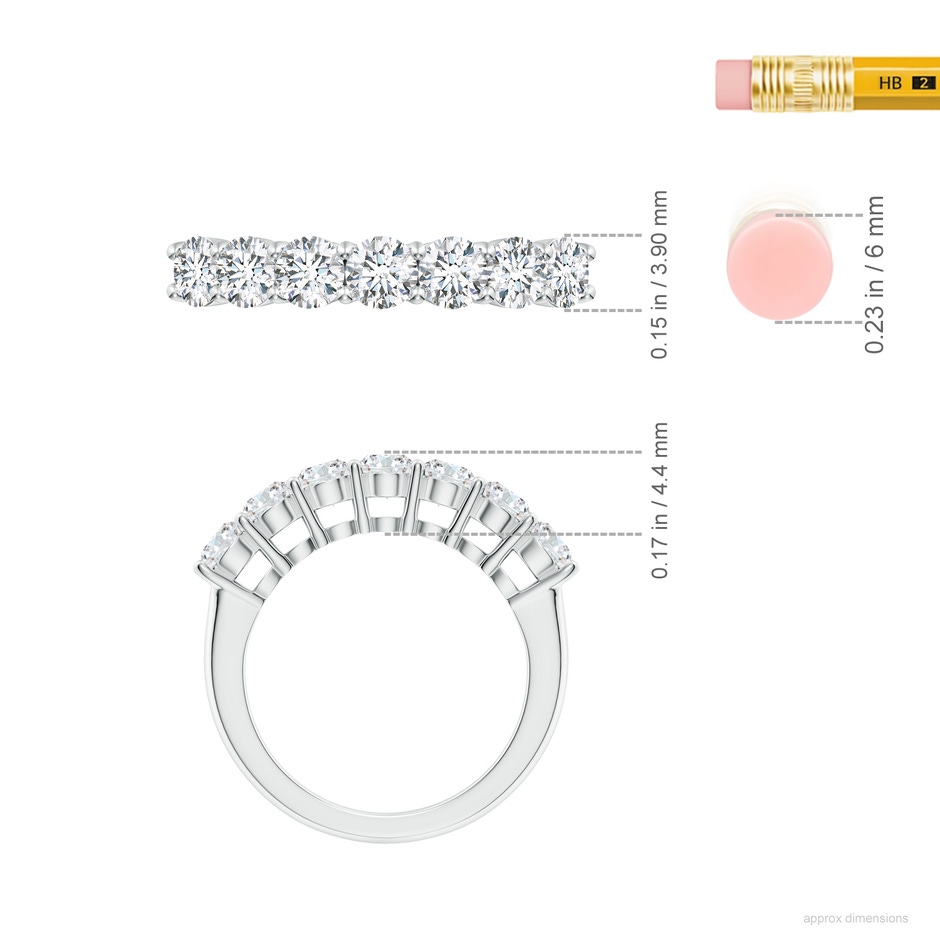 3.9mm FGVS Lab-Grown Half Eternity Seven Stone Diamond Wedding Band in White Gold ruler