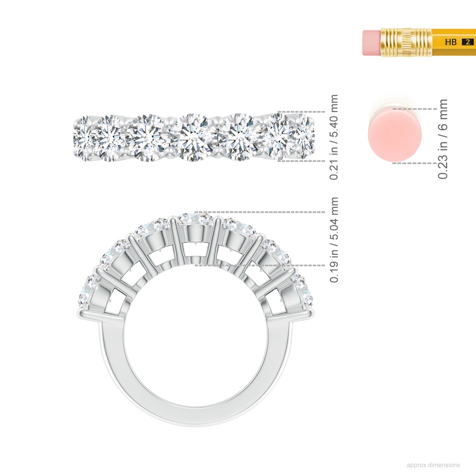 5.4mm FGVS Lab-Grown Half Eternity Seven Stone Diamond Wedding Band in White Gold ruler