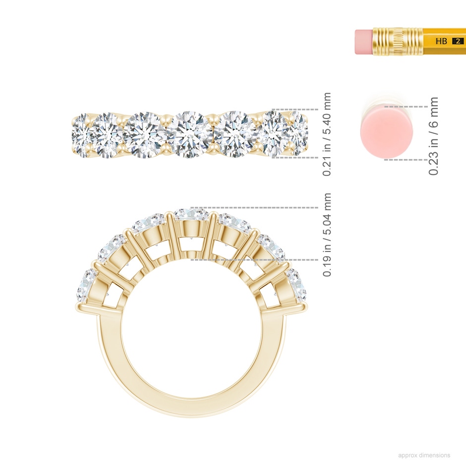 5.4mm FGVS Lab-Grown Half Eternity Seven Stone Diamond Wedding Band in Yellow Gold ruler