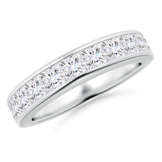 3mm FGVS Lab-Grown Channel-Set Princess-Cut Diamond Half Eternity Wedding Ring in P950 Platinum