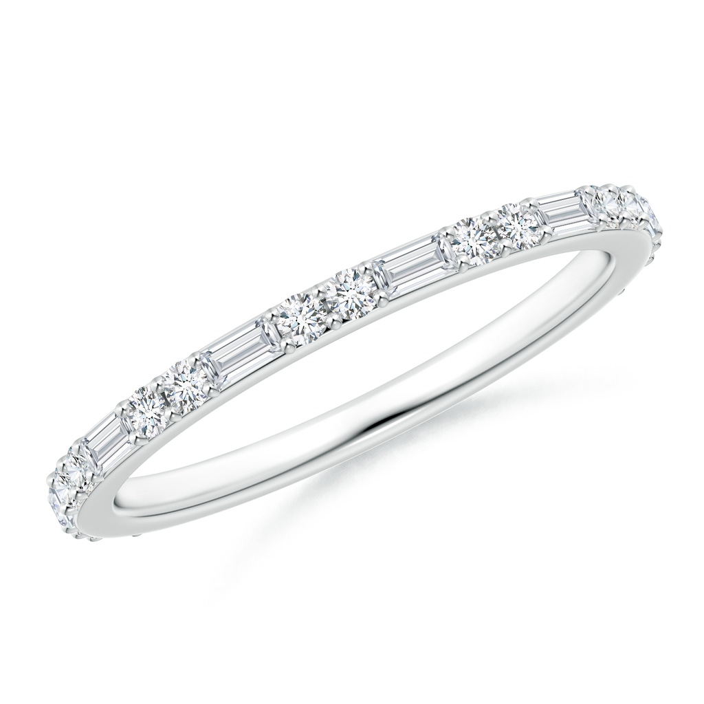 2.5x1.25mm FGVS Lab-Grown Baguette & Round Diamond Half Eternity Stackable Ring in White Gold