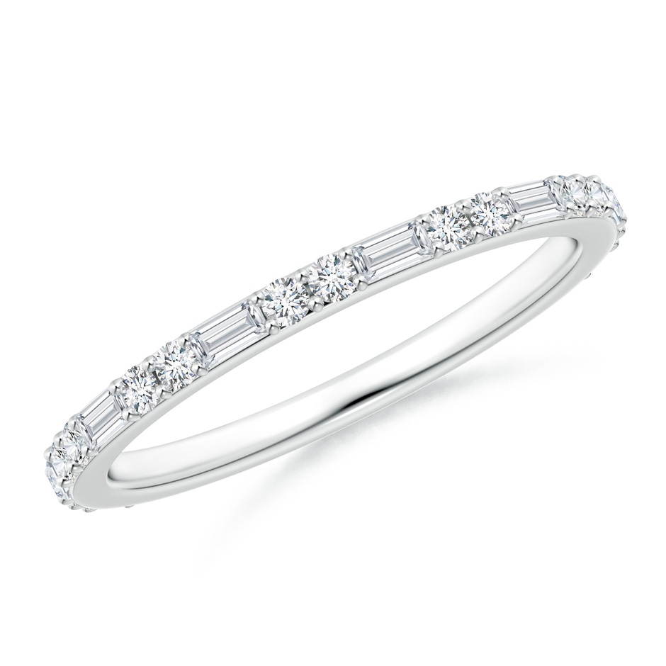 2.5x1.25mm FGVS Lab-Grown Baguette & Round Diamond Half Eternity Stackable Ring in White Gold 