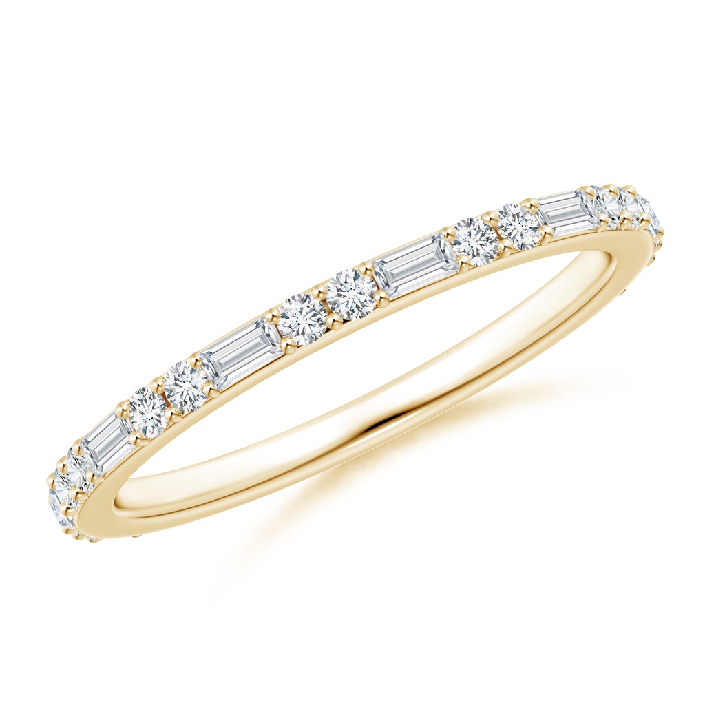 2.5x1.25mm FGVS Lab-Grown Baguette & Round Diamond Half Eternity Stackable Ring in Yellow Gold