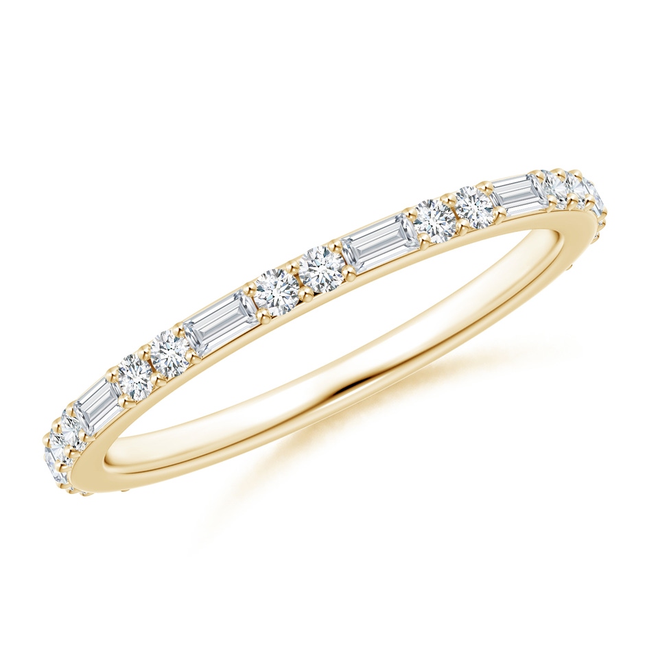 2.5x1.25mm FGVS Lab-Grown Baguette & Round Diamond Half Eternity Stackable Ring in Yellow Gold 