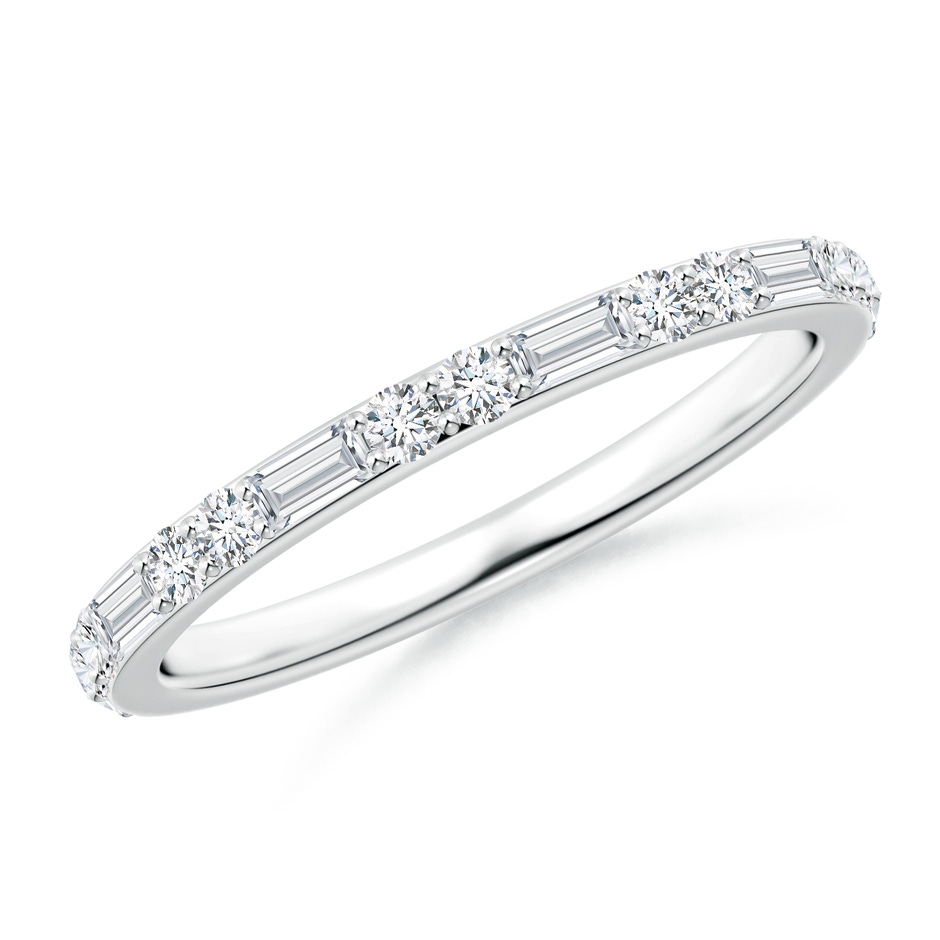 3x1.5mm FGVS Lab-Grown Baguette & Round Diamond Half Eternity Stackable Ring in White Gold 