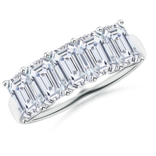 6x4mm FGVS Lab-Grown Prong-Set Emerald-Cut Diamond Five Stone Wedding Ring in White Gold