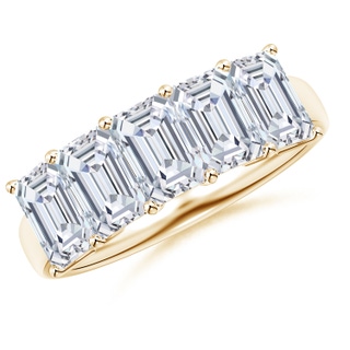 6x4mm FGVS Lab-Grown Prong-Set Emerald-Cut Diamond Five Stone Wedding Ring in Yellow Gold