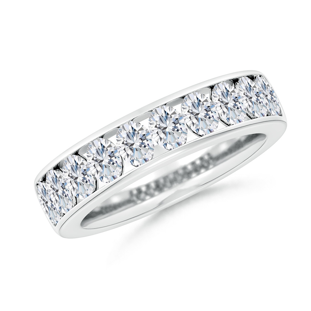 4x3mm FGVS Lab-Grown Channel-Set Oval Diamond Half Eternity Wedding Band in 18K White Gold